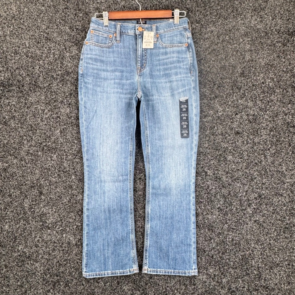 J.Crew Mid-Rise Flare Crop Jeans Blue BX540 Size 26 NWT